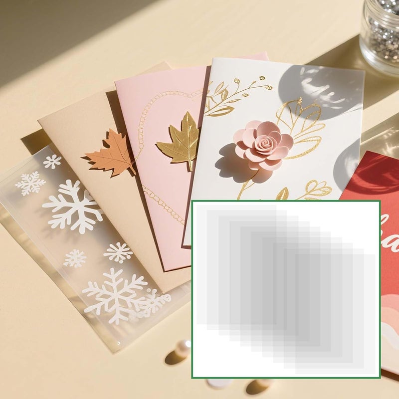 ECNHIVE 10PCS Heat Resistant Clear Acetate Sheets, 4.3x6.3-Inch Transparent Plastic Acetate Sheets for Card Making, Thin Acetate Sheet for Cricut/Printing/Cake Wraps - Image 5